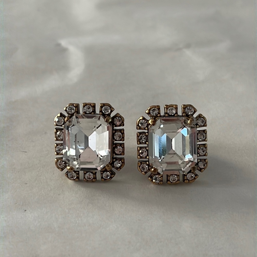 J. Crew Square Crystal Earrings